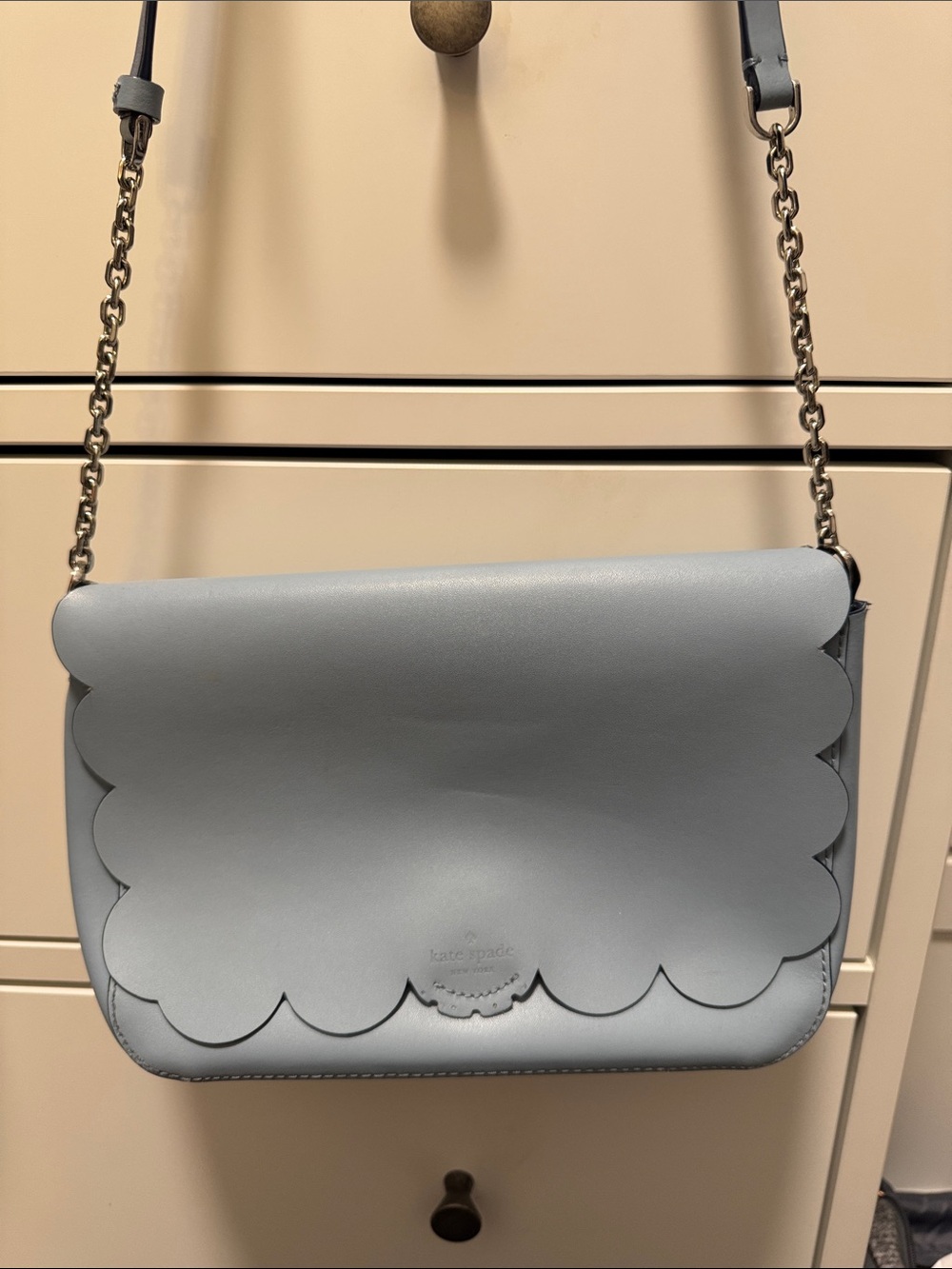 kate spade Scalloped Leather Shoulder Bag in Light Blue